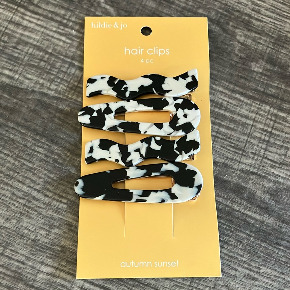 Black and White Cow Print Hair Clips
